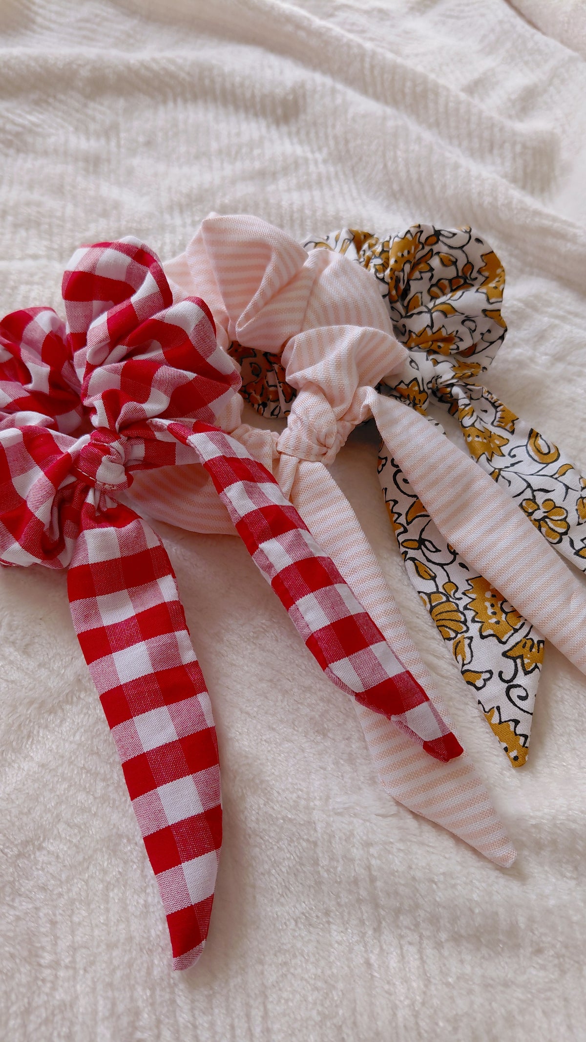 Foulchie vichy rouge, à rayures rose ou à motifs jaune 